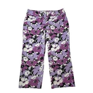 Style & Company‎ Purple Floral Capri Pants Women's Size 12 Ankle Wide